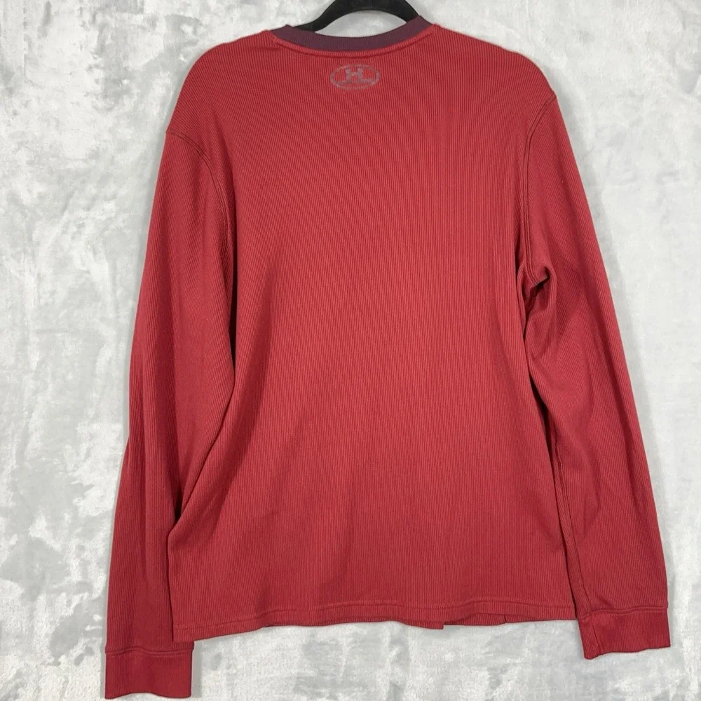 Under Armour Mens Loose Fit Cold Gear Waffle Knit Base Layer Shirt Red L Utility